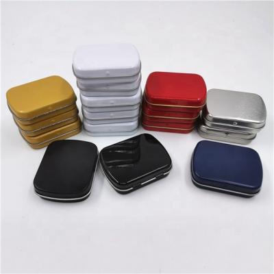 China Silver Black Red Rectangular Mini Recyclable White Gold Candy Tin Box 62x50x16mm for sale