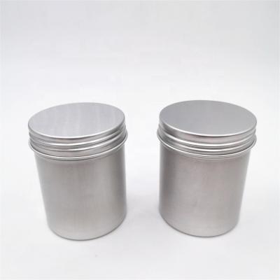 China 80ml dia.50xH65mm high quality recyclable silver aluminum jars with screw cap for candles tea beauty egg packing pills for sale