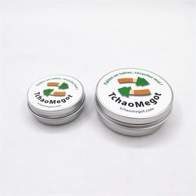 China 1oz 30ml 52x20mm and 2oz 60ml 68x25mm round high quality silver aluminum jar with customized labels on the cap for sale