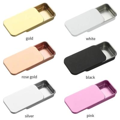 China Recyclable Empty Mini Iron Box Slide Rectangular Tins Storage Box Wedding Jewelry Pill Cases Tin Boxes Container Cosmetic Organizer for sale