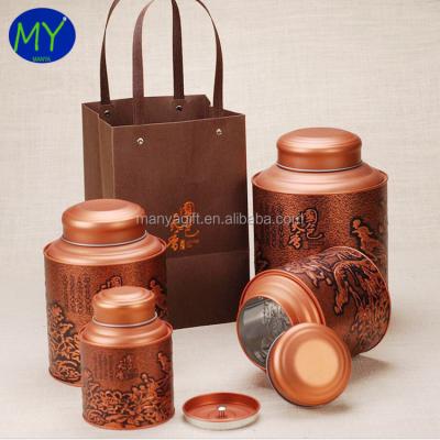 China Luxury Recycled Materials China Metal Tea Tin Good Round Box with Customize Printing High Quality Chinese Tea Gift Box with CE and ISO9001 for sale