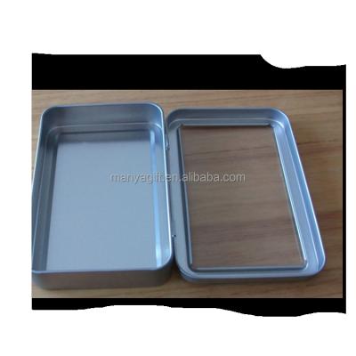 China Recyclable Hot Sale Rectangle Empty Tin Box With Window With CE And ISO9001 Certificates for sale