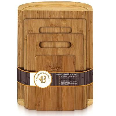 China Disposable Bamboo Cutting Board Set of 4 - Wooden Choppers with Juice Groove for Cutting Vegetables, Meat, Fruit and Cheese for sale