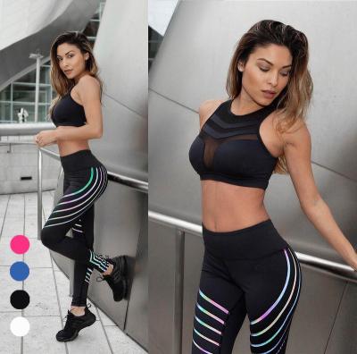 China 2021 New Design Custom Logo Black Color Reflective High Waist Yoga Pants Breathable Leggings For Women for sale