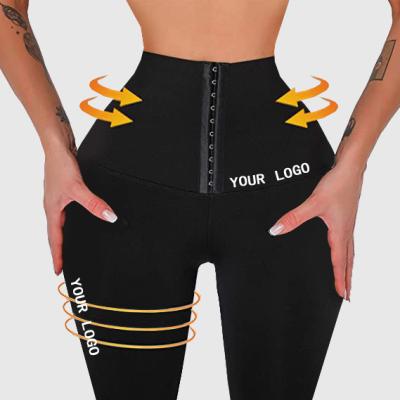 China High Waist Trainer Workout Clothing Sport Women's Breathable Fitness Gaiters Corset Yoga Pants With Adjustable Hooks for sale