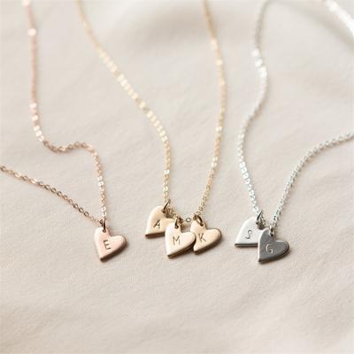 China Nickel-Free/eco-friendly Personalized Engraved Custom Jewelry 925 Sterling Silver Initial Heart Pendant Necklace Wholesale for sale