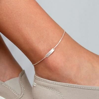 China Tasty Nickel Free Custom Initial Engraved Name Bar Anklet 925 Sterling Silver Wholesale for sale