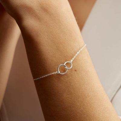 China Wholesale Mother Daughter Love Nickel Free Jewelry 925 Sterling Silver Circle Double Lock Bracelet For Women for sale