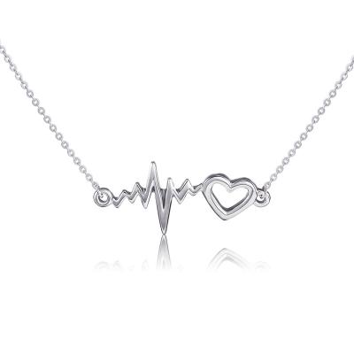 China Heartbeat Heartbeat Pulse Lifeline Necklace 925 Sterling Silver Pendants Wholesale Nickel Free Charms for sale