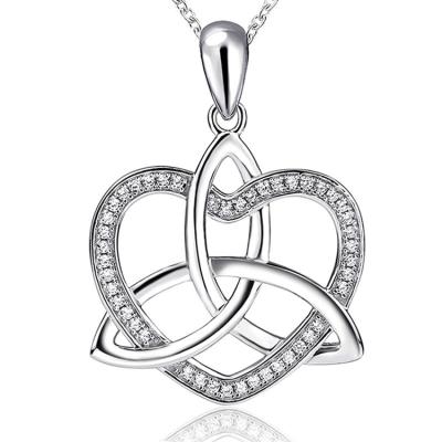 China Lucky Silver Jewelry 925 Sterling Silver Celtic Heart Pendant Necklace Nickel Free for sale