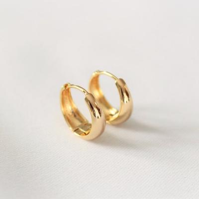 China Vermeil minimalist nickel free 12mm gold 925 sterling silver huggie circle earrings for women for sale