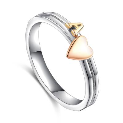 China Delicate Women Nickel Free Silver Jewelry 925 Sterling Silver Two Tone Plated Heart Band Ring for sale