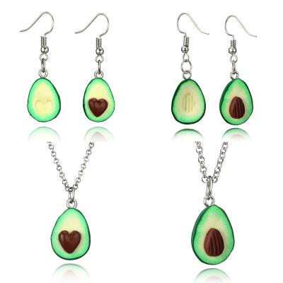 China Cheap wholesale cute avocado jewelry fruit necklace set pendant jewelry green nickel free for sale