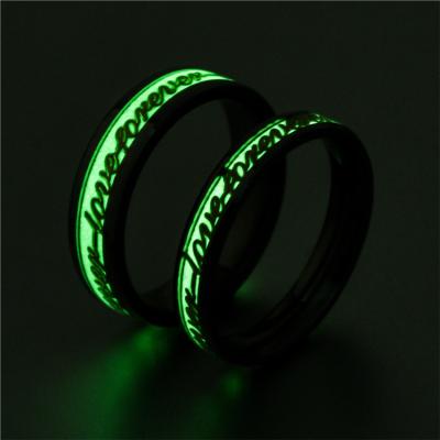 China Luminous Love Ring Men Women Stainless Steel Ring Jewelry New Fashion Eco-Friendly Couples Forever for sale