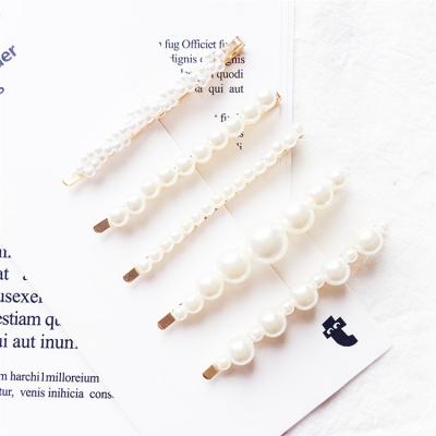 China Nickel Free Fashion Gold Color Pearl Hair Clip Hair Clip Barrette Handmade Snap Stick Hair Accessories For Women for sale