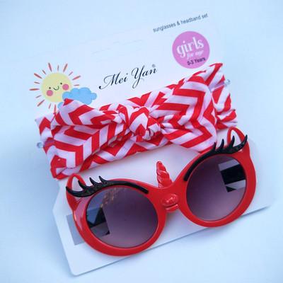 China Cheap Cute Popular Fashion Sunglasses Headband Set Anti UV Ink Cartoon Lens For Boys And Girls Children Sun Glasses for sale