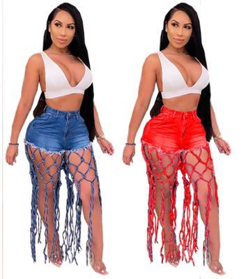 China New Arrivals Breathable 2021 High Waist Fringe Tassel Denim Shorts Jean Denim Pant Ladies Summer Clothing Jeans For Women for sale