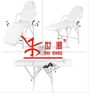 China Hot Massage Table Pin Thickened Customizable Modern Simple White Foldable Embroidery Bed Portable Easy Massage Beauty Bed for sale