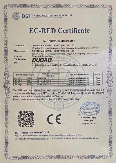 CE - Dongguan Dudao Electronics Co.,ltd.