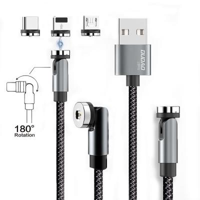 China 540 Degree Magnetic Rotating CE RoHS Customize Factory 1 Year Warranty Nylon Braided Fast Charging Cable 3 in 1 Magnetic Charging Cable for sale