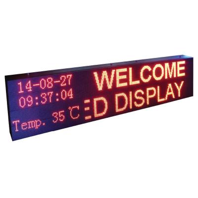 China Shenzhen TP P10 Color 2560x640mm Outdoor Red Outdoor Temperature/Data/Time LED Sign for sale