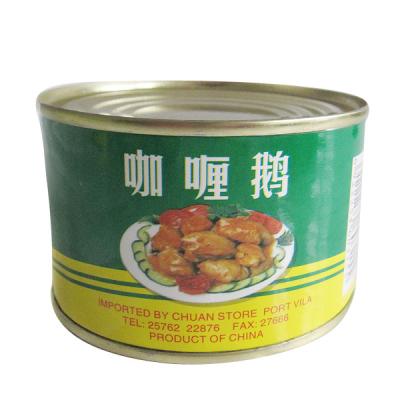 China Canned Easy Open Cover Paper Mark Factory Low Price Canned Curry Goose Meat for sale