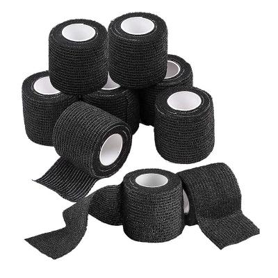 China Black Breathable Nonwoven Self Adhesive Sticky Elastic Grip Wrap Disposable Tattoo Grip Bandage for sale