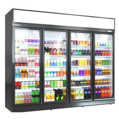 China Single-temperature 2/3/4 Glass Door Showcase Upright Cooler Display Fridge For Beverage for sale