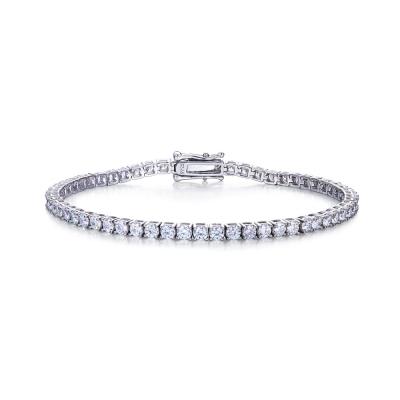 China Fashion Classic Four Fork Tennis Bracelet S925 White Gold 18K Moissanite Grade D Silver Plated Bracelet for sale