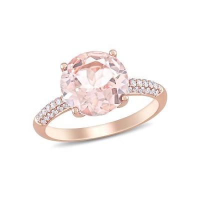 China CLASSIC 925 Sterling Silver Nano Cz Rose Gold Plated 10MM Morganite Round Cut Halo Diamond Engagement Rings for sale