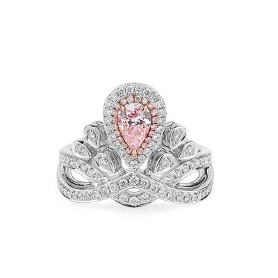 China CLASSIC Luxury Two Tone 925 Sterling Silver Jewelry Pink Pear Diamond Engagement Rings for sale