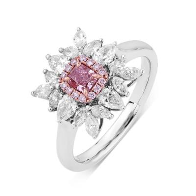 China CLASSIC Silver Mix Rose Gold Plated Pink Diamond Halo Engagement Rings White Engagement Rings for sale