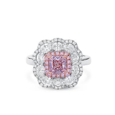 China CLASSIC mix Rose Gold Plated Radiant Cut white Diamond Halo Engagement Silver Rings pink for sale