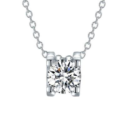 China Custom Logo Round DEF FASHION Custom Color Moissanite Rhodium Plated 925 Sterling Silver Necklace for sale