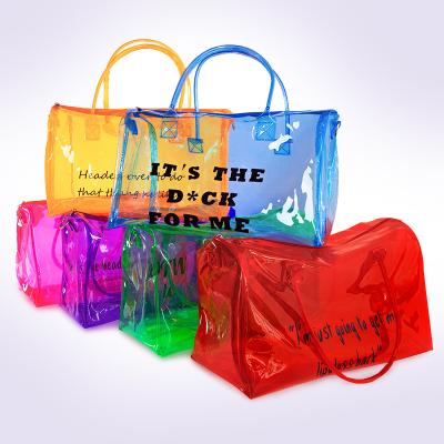 China Fashion Design Women's Overnight Gym Foldable Transparent Waterproof Custom Logo Luggage Travel Bag for sale