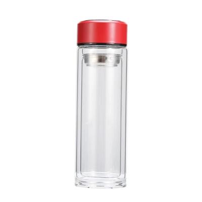 China Viable Smart Wall Display Dual Lid Temperature LED Tea Infuser Glass Water Bottles for sale