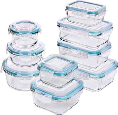 China Prep Sustainable Naturals Glass Food Storage Containers With Lids Glass Containers For Food Storage With Lids Glass Lunch Container for sale