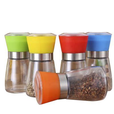 China Sustainable 6oz Salt and Pepper Grinder Bottle Glass Pepper Mill and Salt Mill Bottle, Spice Grinder with Plastic Cap for sale