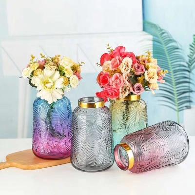 China Family Decorate 2021 Hot Sale Home Decoration Modern Wedding Gift Flower Colored Glass Vases for sale