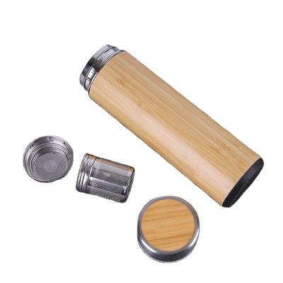 China Eco Friendly Top Quality Business Volume 550ml Bamboo Wall Thermos Large Double Vacuum Flask for sale