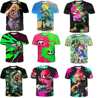 China Anti-Wrinkle 2 Inkling 8Bit Anime Tees Summer Children's Graffiti Casual Sport T-shirt Boys Short Sleeve Boys Girl Kawaii for sale