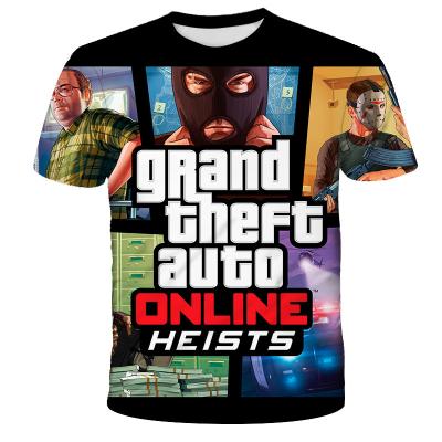 China 2022 Anti-Wrinkle 3D Printing Auto Theft Game Gta 45 T-shirts Short Sleeve T-shirt Children's Clothing Tops T-shirt Gta5 Kids for sale