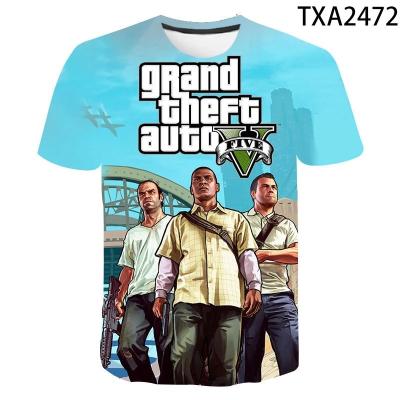 China New 3D Printing Anti-Wrinkle 2022 Auto Gta Game Theft T-shirt Summer Men Women Kids T-shirt Short Sleeve for sale