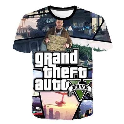 China 2023 New Anti-Wrinkle Theft Game Gta 5 Boys Summer Auto T-shirts Cool Funny Gta5 Boys Cotton 3D T-shirt Printing Tee Shirt for sale