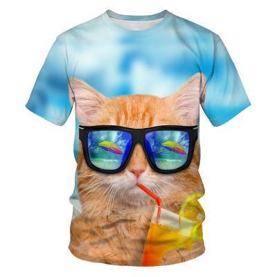 China Anti-wrinkle Men New Harajuku Cartoon T-shirt Anime Cat Print Tshirts 3D Men Clothes Summer Breathable Tees Hop Hopping Streetwear for sale