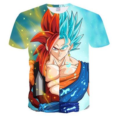 China Anti-wrinkle Anime Goku Print 3D T-shirts Printing Cartoon T-shirt Summer Loose Comfortable Men's T-shirts Breathable Clothes for sale