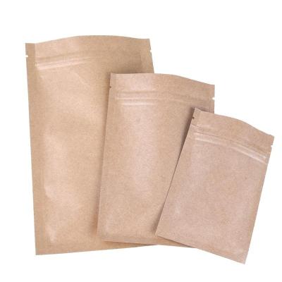 China Gift & Craft Plain Brown Kraft Paper Zip Lock Seal Coffee Packaging Bags 6 Sizes Potency & Storage Tea Packaging Flat Bottom Bag Geocery Pouche for sale