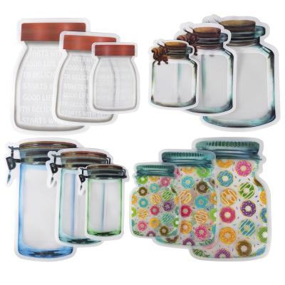 China Resealable Mylar Moisture Proof Bags For Creative Food Storage Bottle Shape Coffee Beans Packaging For Camping And Travel Child Mason Jar Zipper for sale