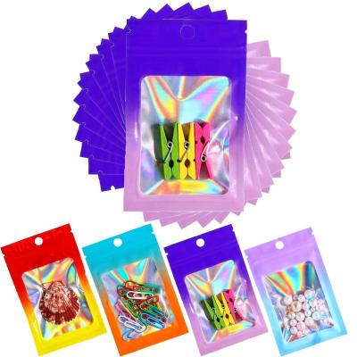 China Resealable Mylar Bags40X59 Thumb Holographic Moisture Proof Smell Proof Bags Foil Ziplock Bags For Small Business Sample Lip Gloss Eyelash Jewel for sale