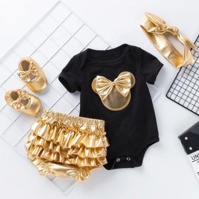 China Cozy Baby Clothes 4pcs Sets New Baby Clothes Gold PP Harding Baby Clothes Overalls Kids Baby Suit Pants Wholesale 4pcs Sets for sale